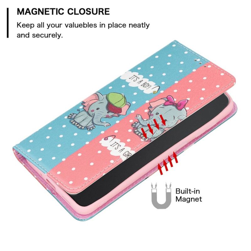 Cover iPhone 14 Pro Max Flip Cover Baby Elefanter