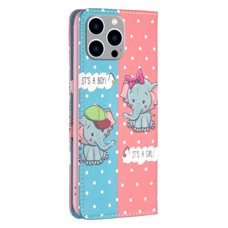 Cover iPhone 14 Pro Max Flip Cover Baby Elefanter