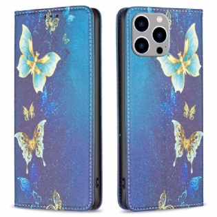 Cover iPhone 14 Pro Max Flip Cover Sommerfugle