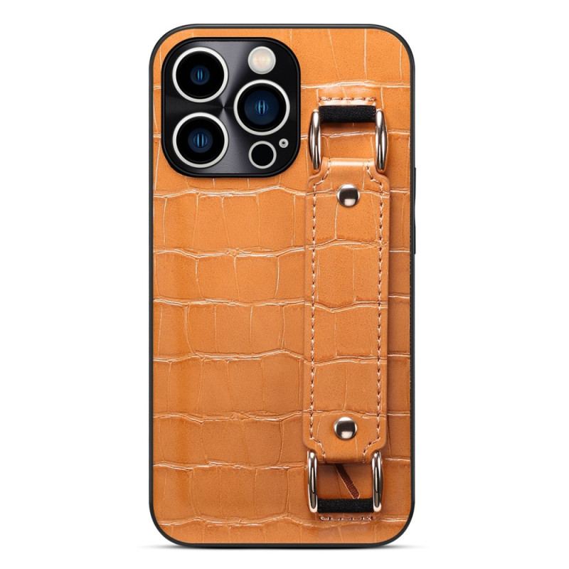 Cover iPhone 14 Pro Max Kortholder Med Croco-støttestrop