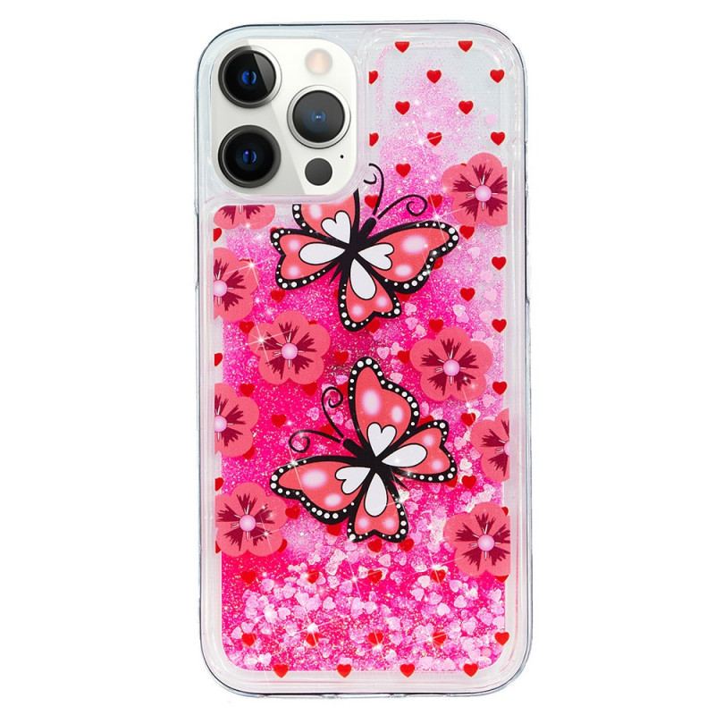 Mobilcover iPhone 15 Pro Sommerfugle Glitter