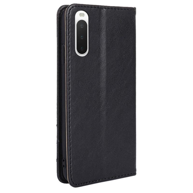 Cover Sony Xperia 10 IV Flip Cover Dekorativ Nitte I Imiteret Læder