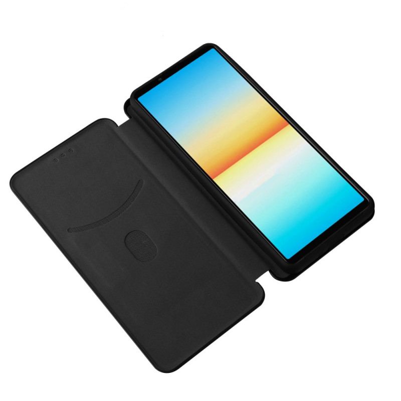 Cover Sony Xperia 10 IV Flip Cover Kulfiber Tekstur