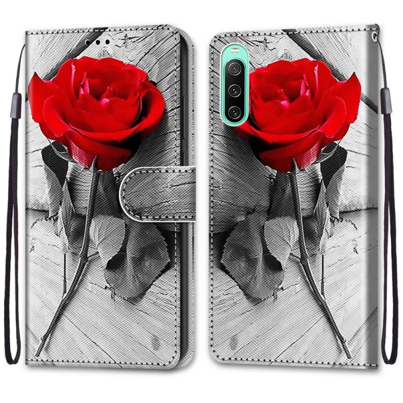 Flip Cover Sony Xperia 10 IV Blomster Med Rem