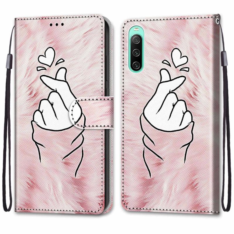 Flip Cover Sony Xperia 10 IV Finger Hjerte