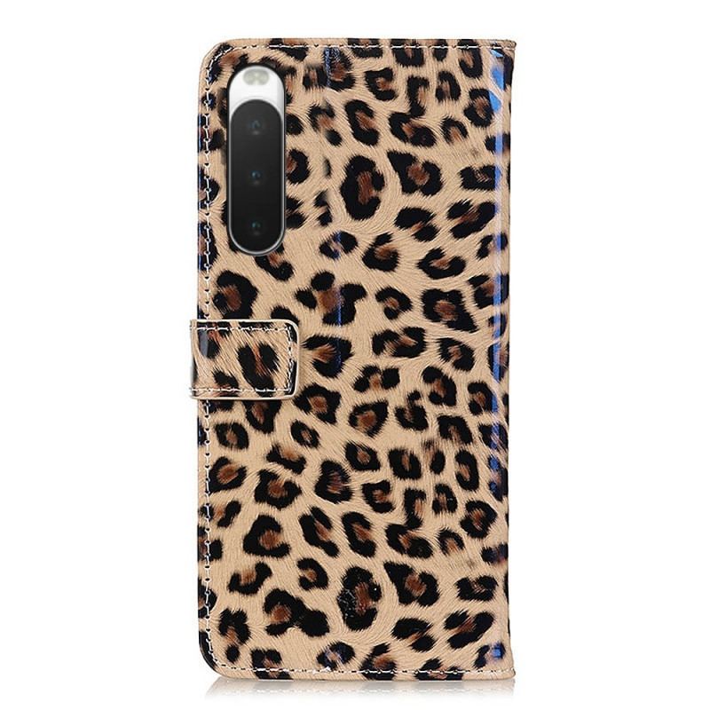 Flip Cover Sony Xperia 10 IV Leopard Hud Effekt