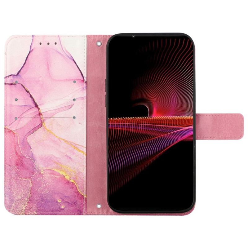 Flip Cover Sony Xperia 10 IV Marmor Med Snor