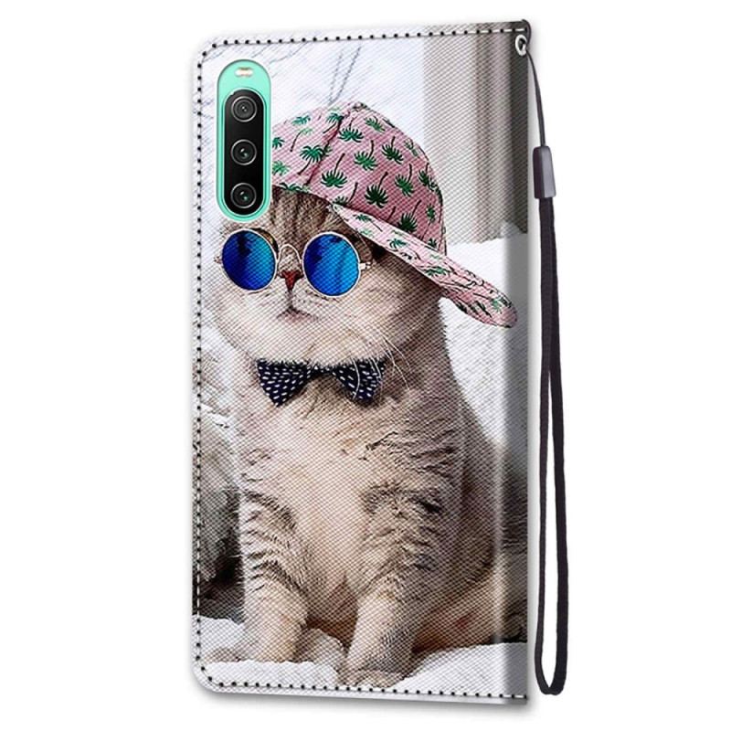 Flip Cover Sony Xperia 10 IV Med Snor Yo Kat Med Rem