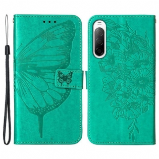 Flip Cover Sony Xperia 10 IV Sommerfugl Med Snor