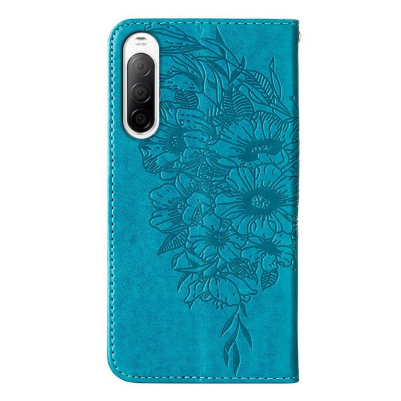 Flip Cover Sony Xperia 10 IV Sommerfugl Med Snor