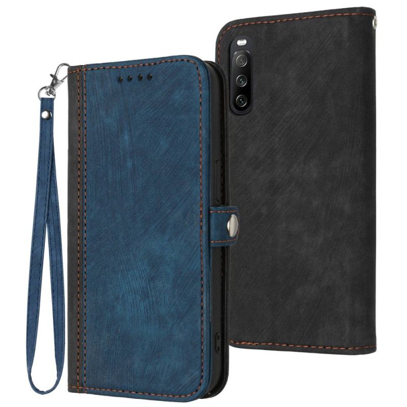 Flip Cover Sony Xperia 10 IV Tofarvet Med Rem