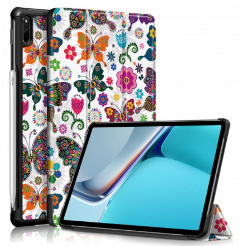 Cover Huawei MatePad 11 (2021) Forbedrede Retro Sommerfugle Og Blomster