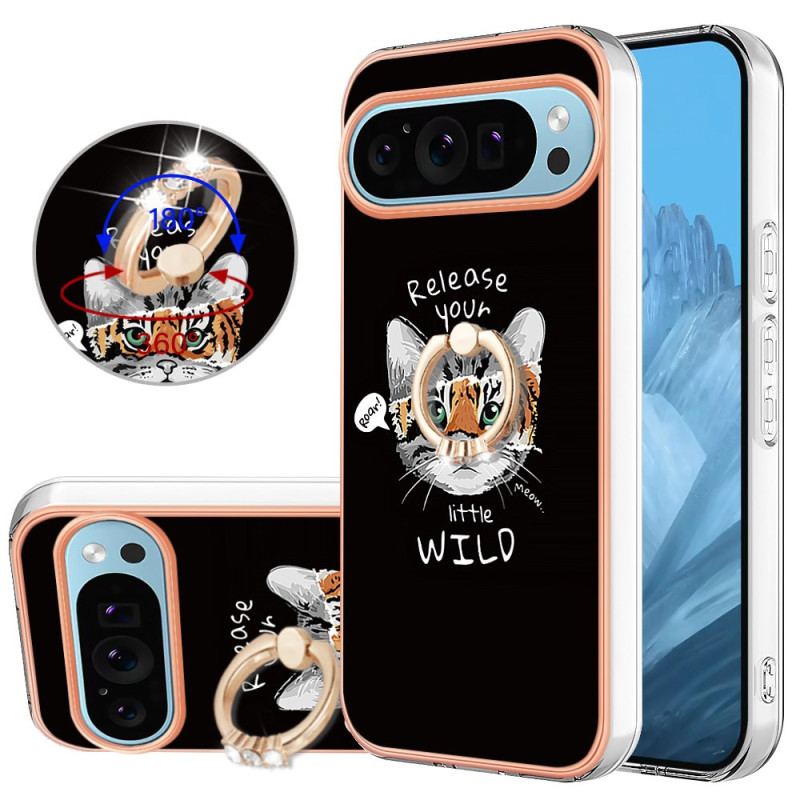 Cover Google Pixel 9 Pro Telefon Etui Cat / Tiger Support Ring