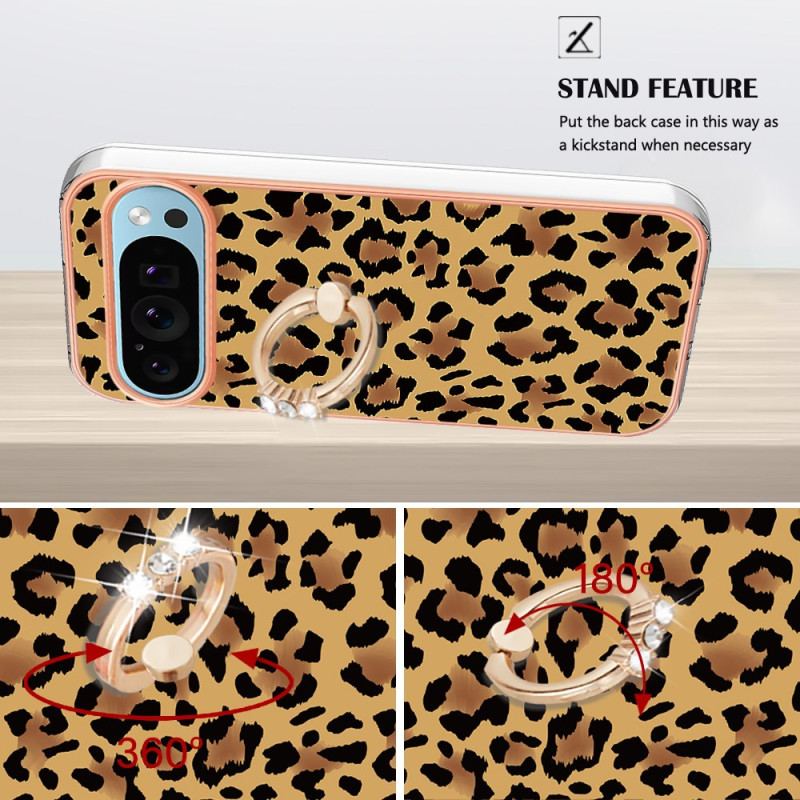 Cover Google Pixel 9 Pro Telefon Etui Leopardprint Ringholder