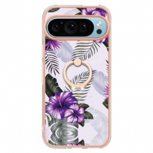 Cover Google Pixel 9 Pro Telefon Etui Lilla Blomster Støttering