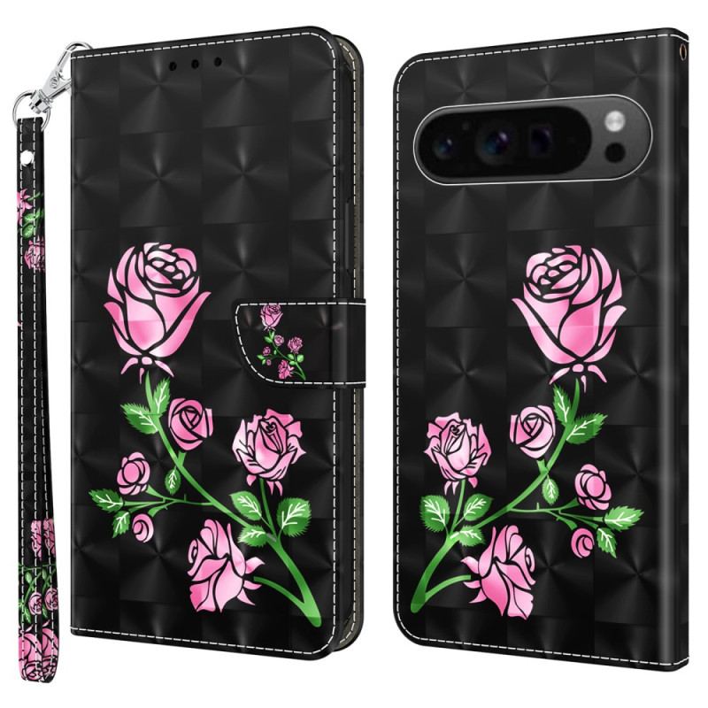 Flip Cover Google Pixel 9 Pro Strappy Med Blomstertryk