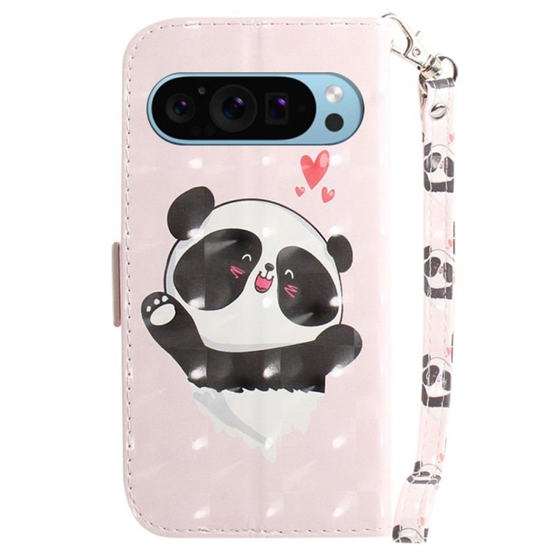 Flip Cover Til Google Pixel 9 Pro Panda Love Med Rem