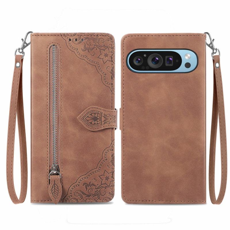 Læder Cover Google Pixel 9 Pro Telefon Etui Blonde Clutch Med Rem