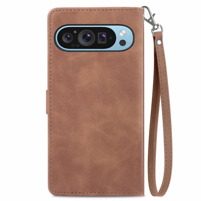 Læder Cover Google Pixel 9 Pro Telefon Etui Blonde Clutch Med Rem