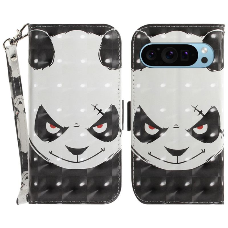 Læder Cover Google Pixel 9 Pro Vred Panda Love With Strap