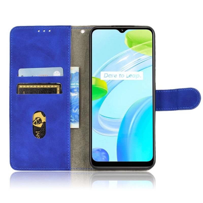 Flip Cover Realme C30 Med Snor Skin-touch Synlig Sømstrop