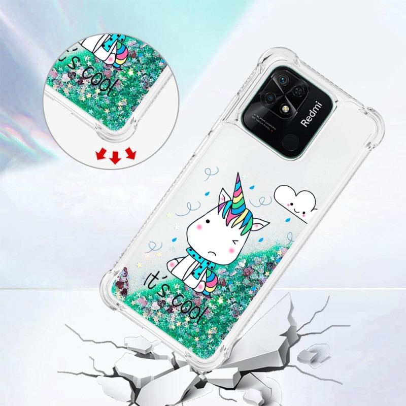 Cover Xiaomi Redmi 10C Glitter Enhjørninger