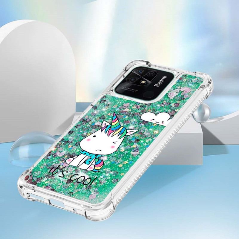 Cover Xiaomi Redmi 10C Glitter Enhjørninger