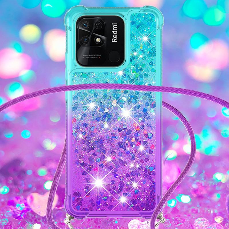 Cover Xiaomi Redmi 10C Med Snor Glitter Silikonesnor