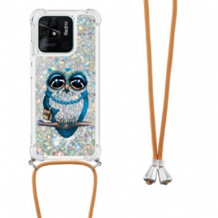 Cover Xiaomi Redmi 10C Med Snor Sequin Snøre Miss Owl