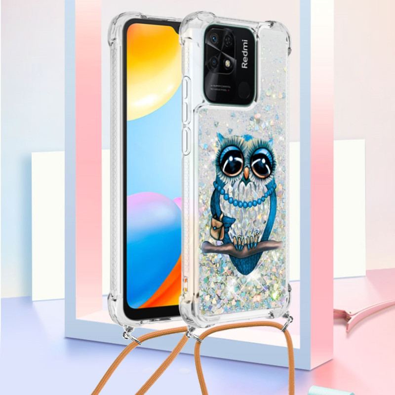 Cover Xiaomi Redmi 10C Med Snor Sequin Snøre Miss Owl