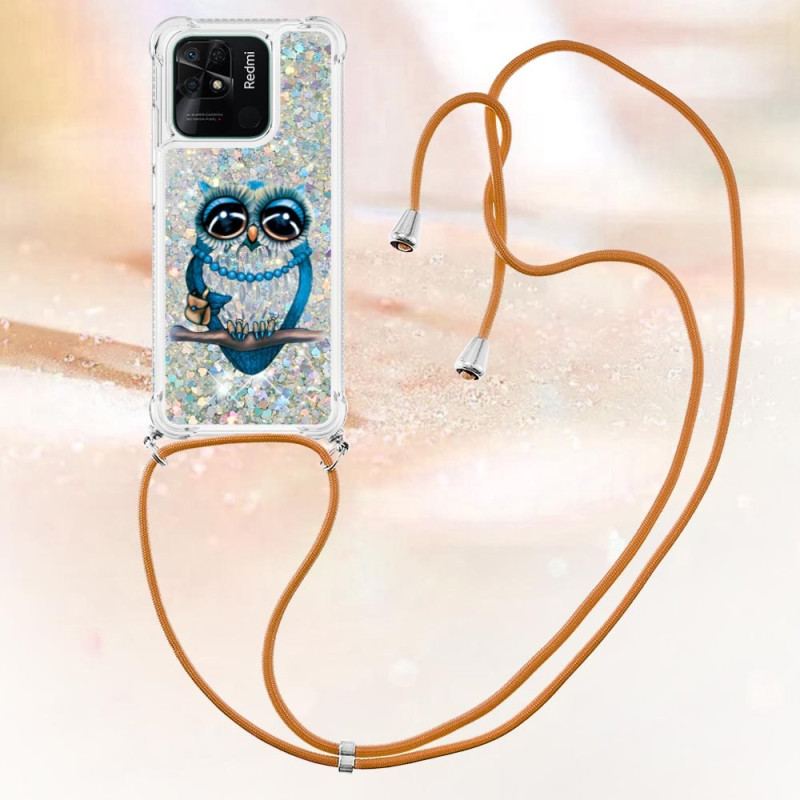 Cover Xiaomi Redmi 10C Med Snor Sequin Snøre Miss Owl