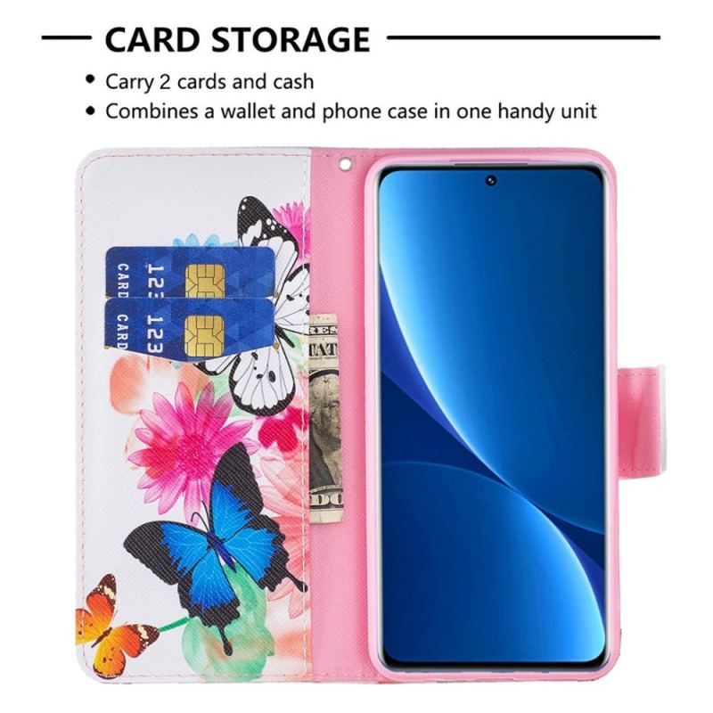 Flip Cover Xiaomi Redmi 10C Akvarel Sommerfugle