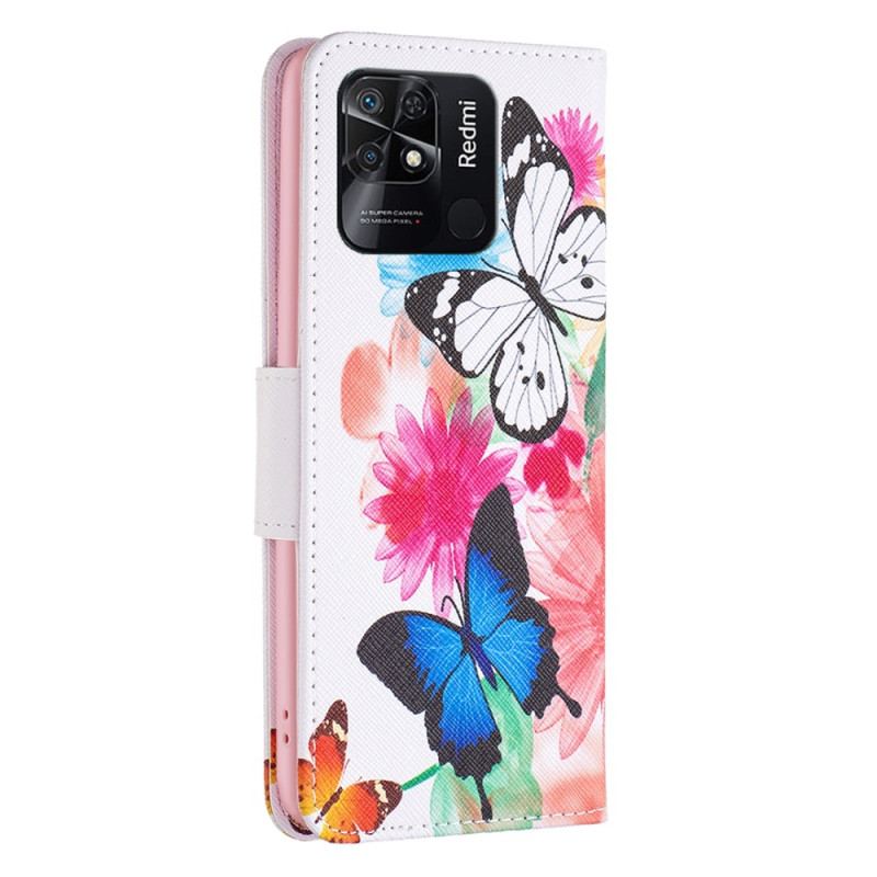 Flip Cover Xiaomi Redmi 10C Akvarel Sommerfugle