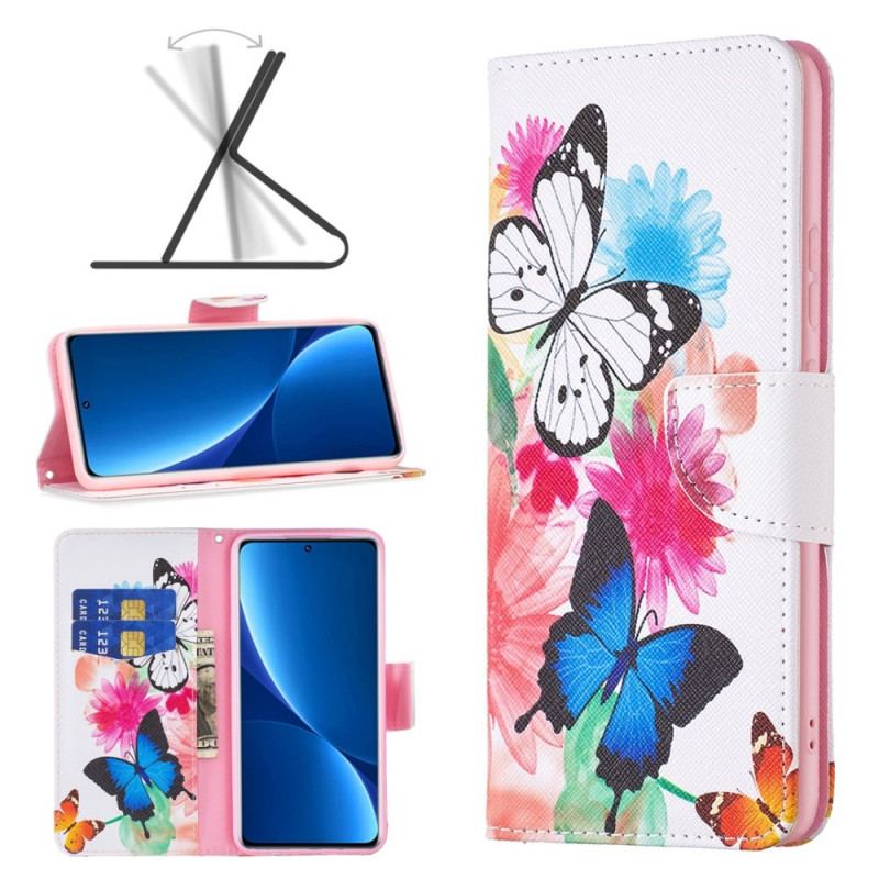 Flip Cover Xiaomi Redmi 10C Akvarel Sommerfugle