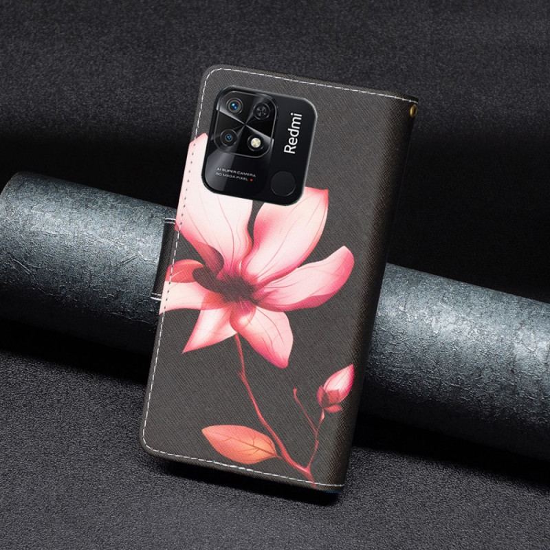 Flip Cover Xiaomi Redmi 10C Blomsterlomme Med Lynlås