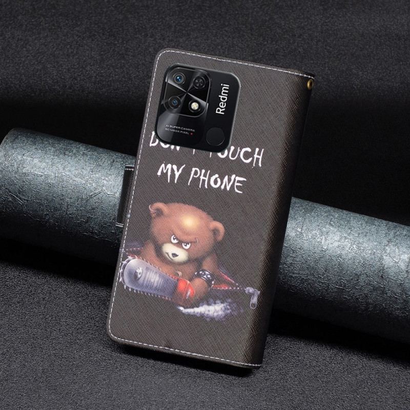 Flip Cover Xiaomi Redmi 10C Dangerous Bear Med Lynlås