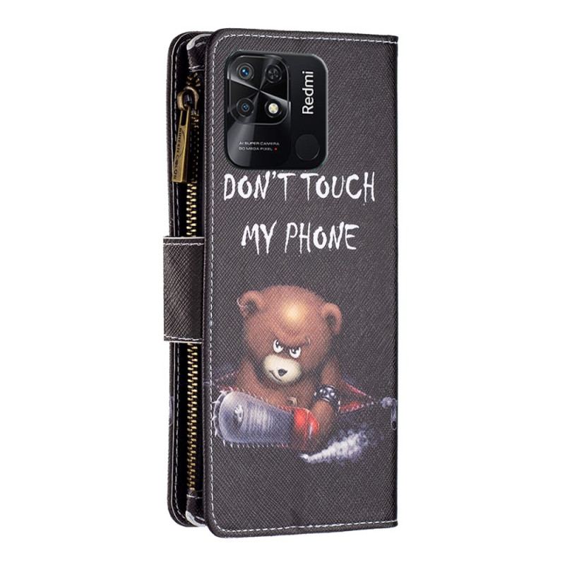 Flip Cover Xiaomi Redmi 10C Dangerous Bear Med Lynlås