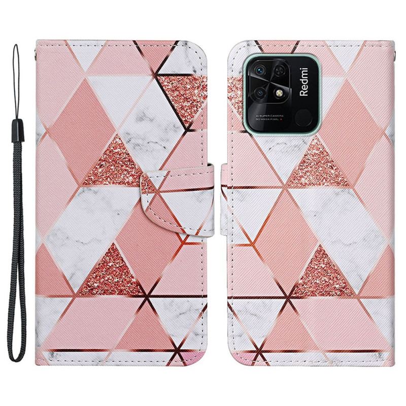 Flip Cover Xiaomi Redmi 10C Glitter Marmor Med Snor