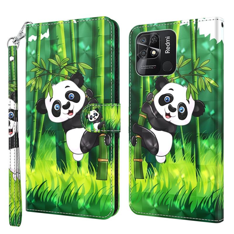 Flip Cover Xiaomi Redmi 10C Med Snor Bambus Panda Med Snor