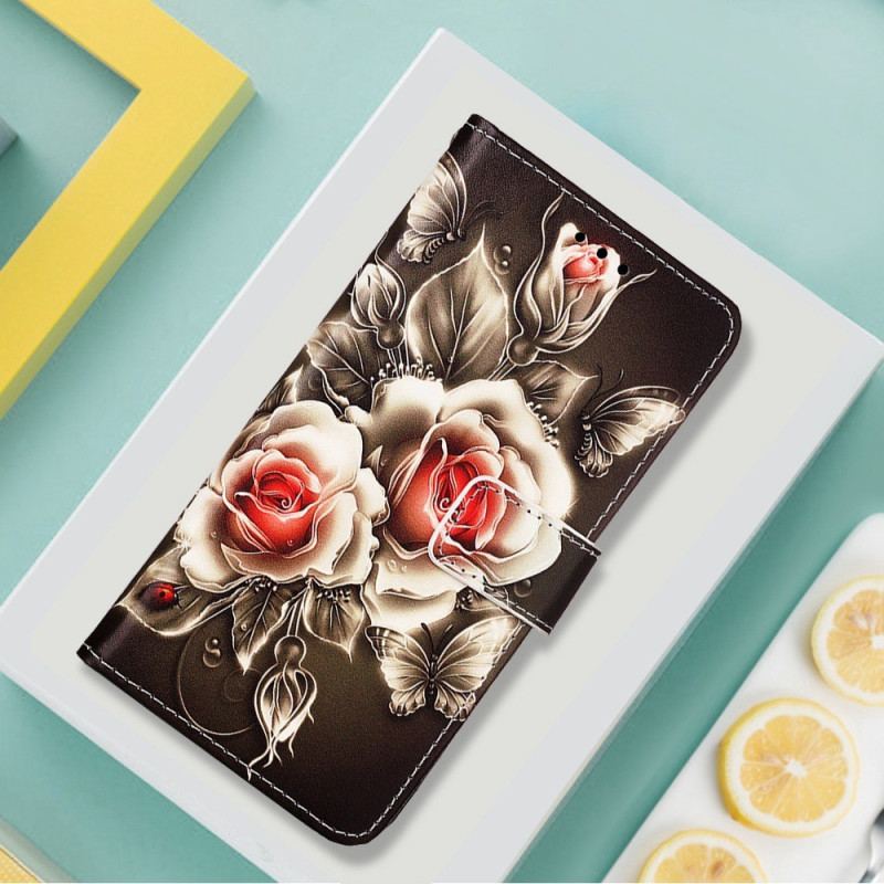 Flip Cover Xiaomi Redmi 10C Med Snor Blomstervariation Med Rem