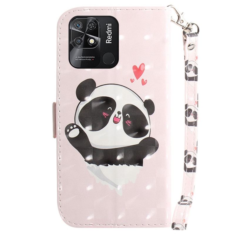 Flip Cover Xiaomi Redmi 10C Med Snor Lille Panda Med Rem