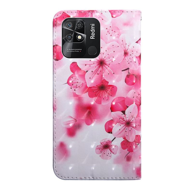 Flip Cover Xiaomi Redmi 10C Med Snor Rem Blomster