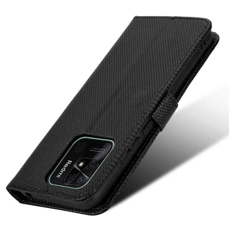 Flip Cover Xiaomi Redmi 10C Med Snor Stilfuldt Strappy Imiteret Læder