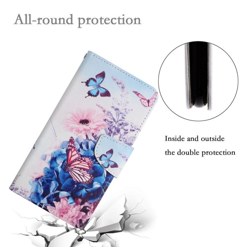 Flip Cover Xiaomi Redmi 10C Med Snor Strappy Floral Fantasy