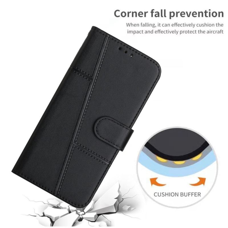 Flip Cover Xiaomi Redmi 10C Med Snor Strappy Geometrisk Læderstil