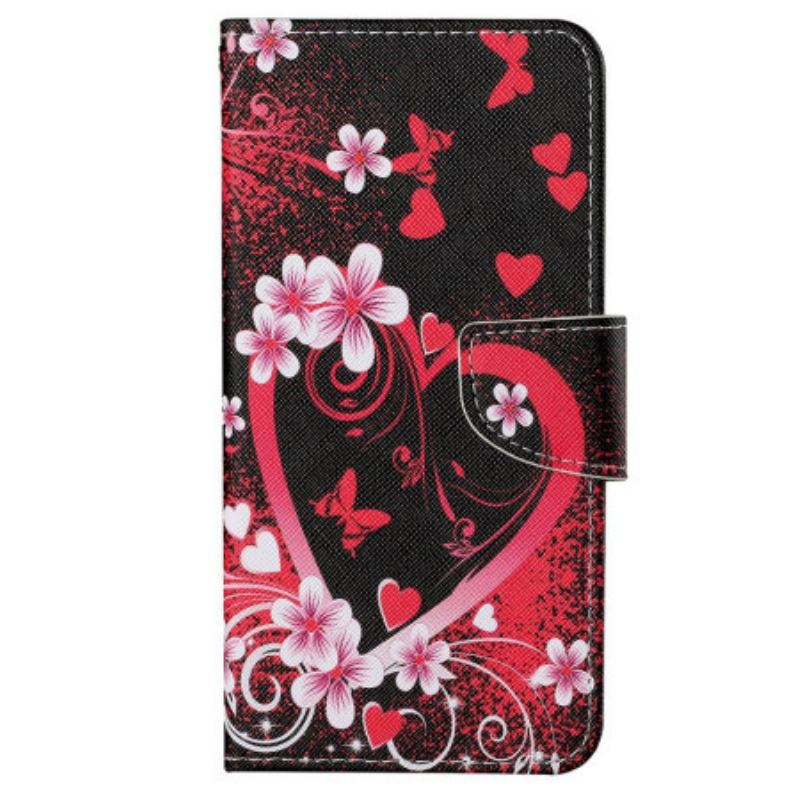 Flip Cover Xiaomi Redmi 10C Med Snor Strappy Heart