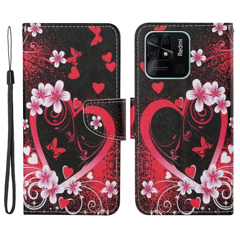 Flip Cover Xiaomi Redmi 10C Med Snor Strappy Heart