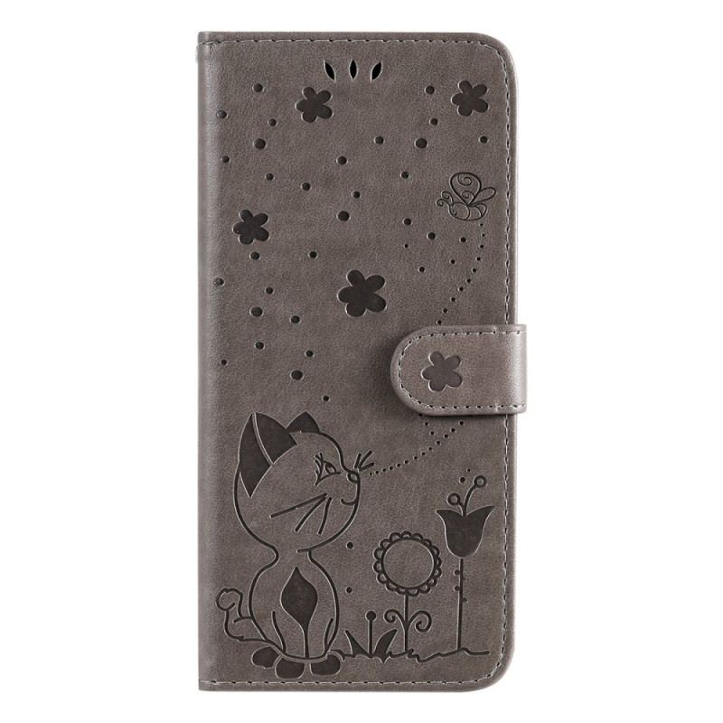 Flip Cover Xiaomi Redmi 10C Med Snor Strappy Kat Og Bier