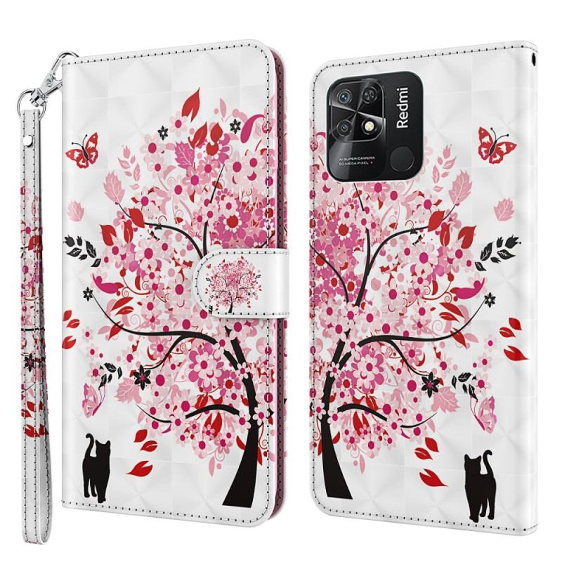 Flip Cover Xiaomi Redmi 10C Med Snor Strappy Rose Tree