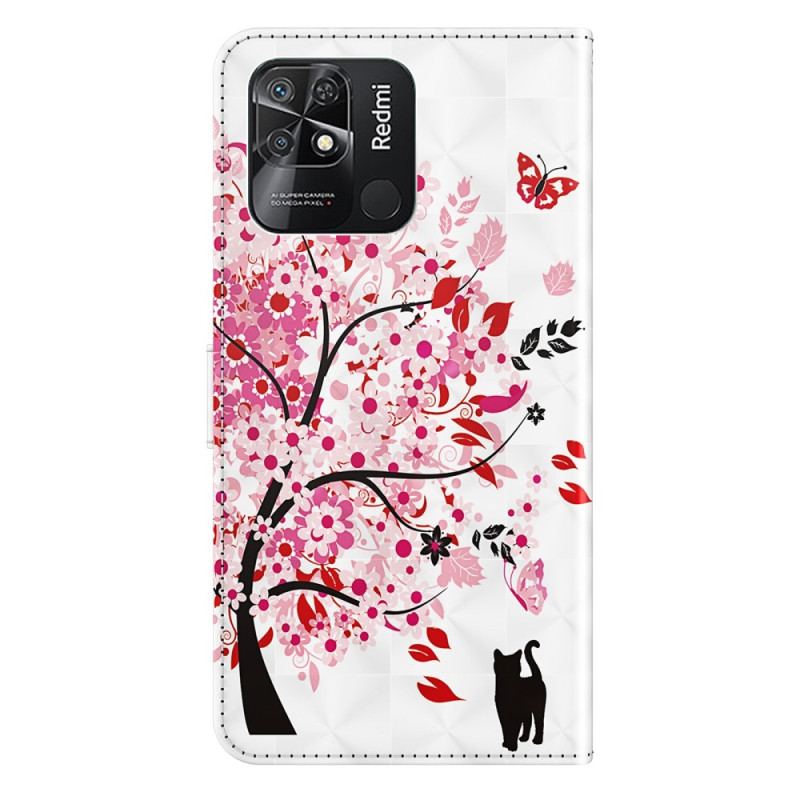 Flip Cover Xiaomi Redmi 10C Med Snor Strappy Rose Tree